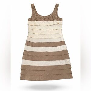 Jessica Howard Cream and Brown Layered Mini Dress